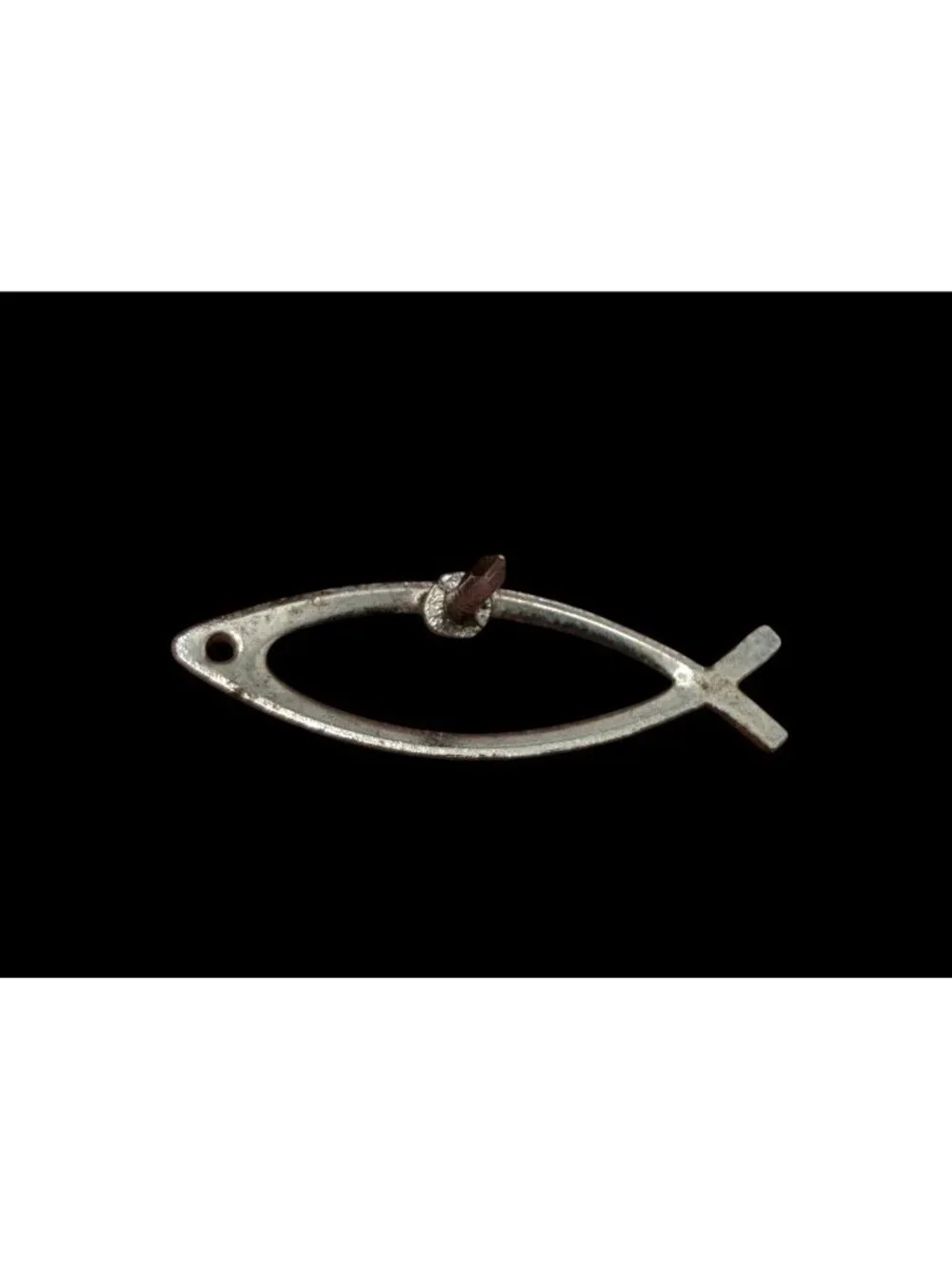 Christian Ichthys Jesus Fish Silver Tone Metal Lapel Pin 1 Inch Light Wear